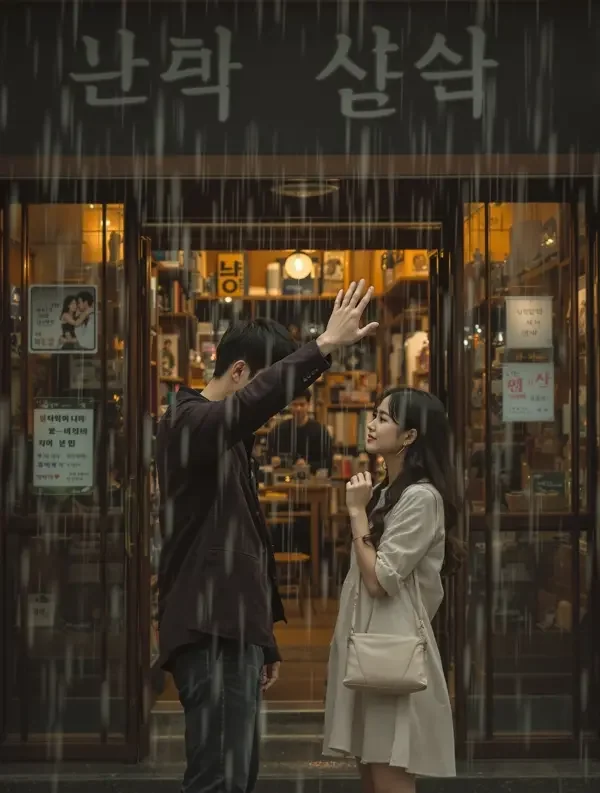 a v 片 书店门口的阵雨 韩国爱情剧 剧情海报
